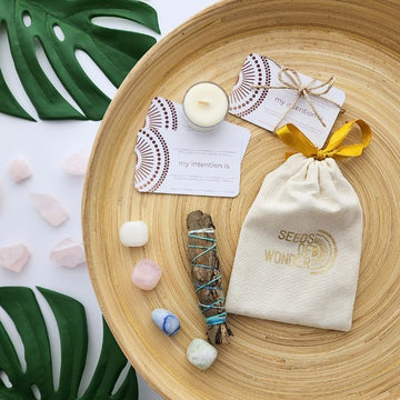 Intention Setting Kit for Manifestation – Crystals, Smudge, Candle